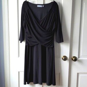 B-SLIM FAUX WRAP DRESS BLACK LARGE INNER SHAPEWEAR SLIMMING KNIT